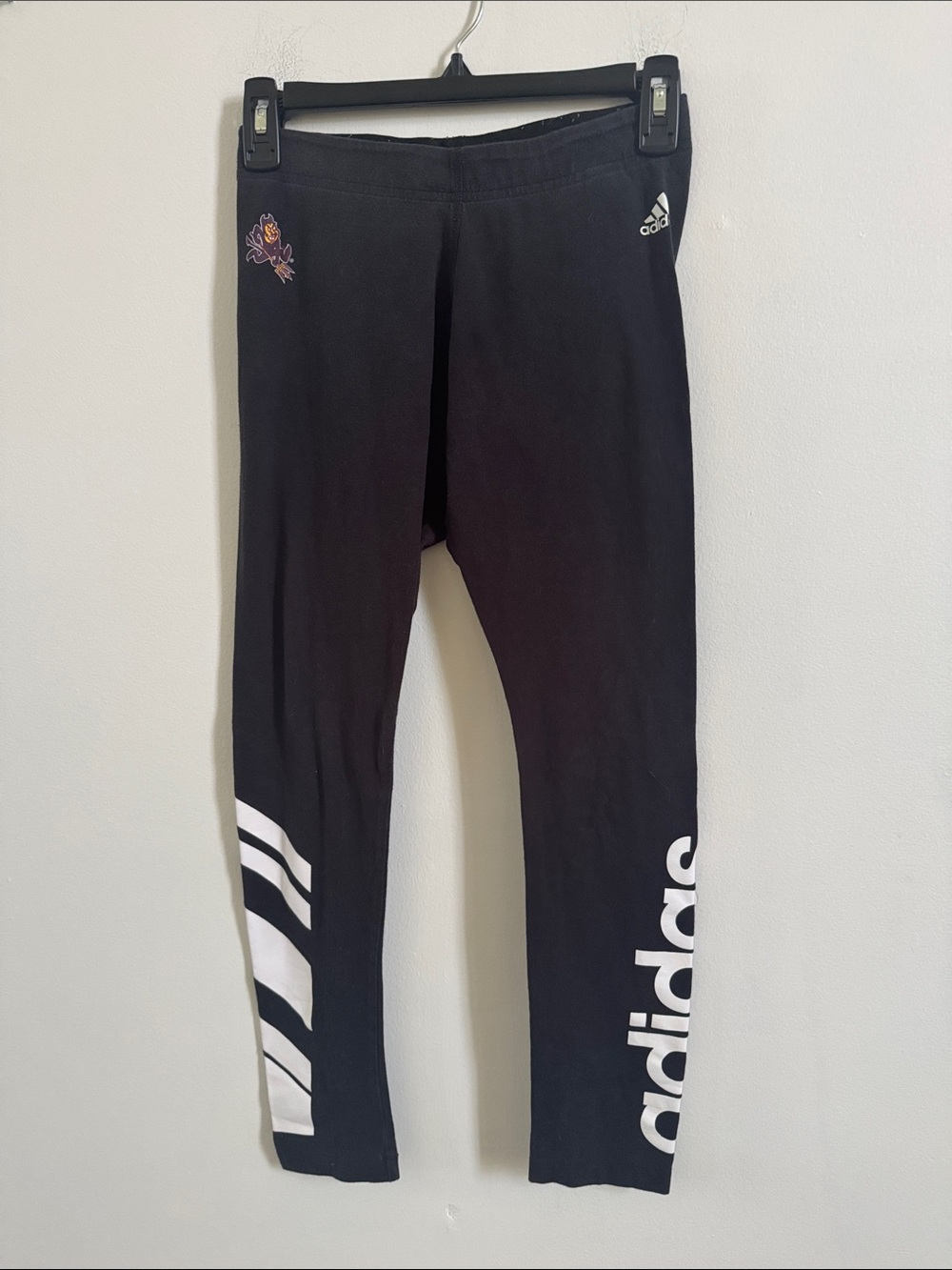 adidas Black Logo Stripe Girls' Leggings